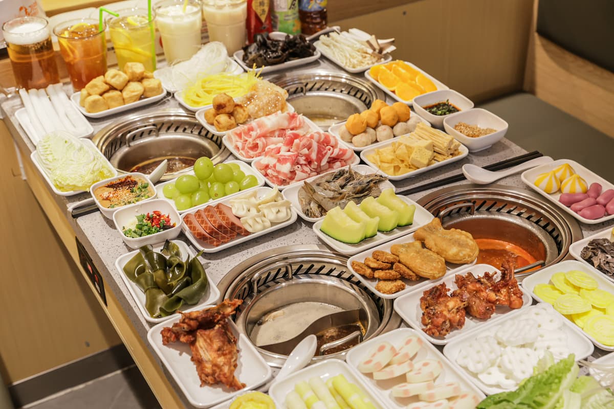 기린1인용회전훠궈 훠궈 상차림